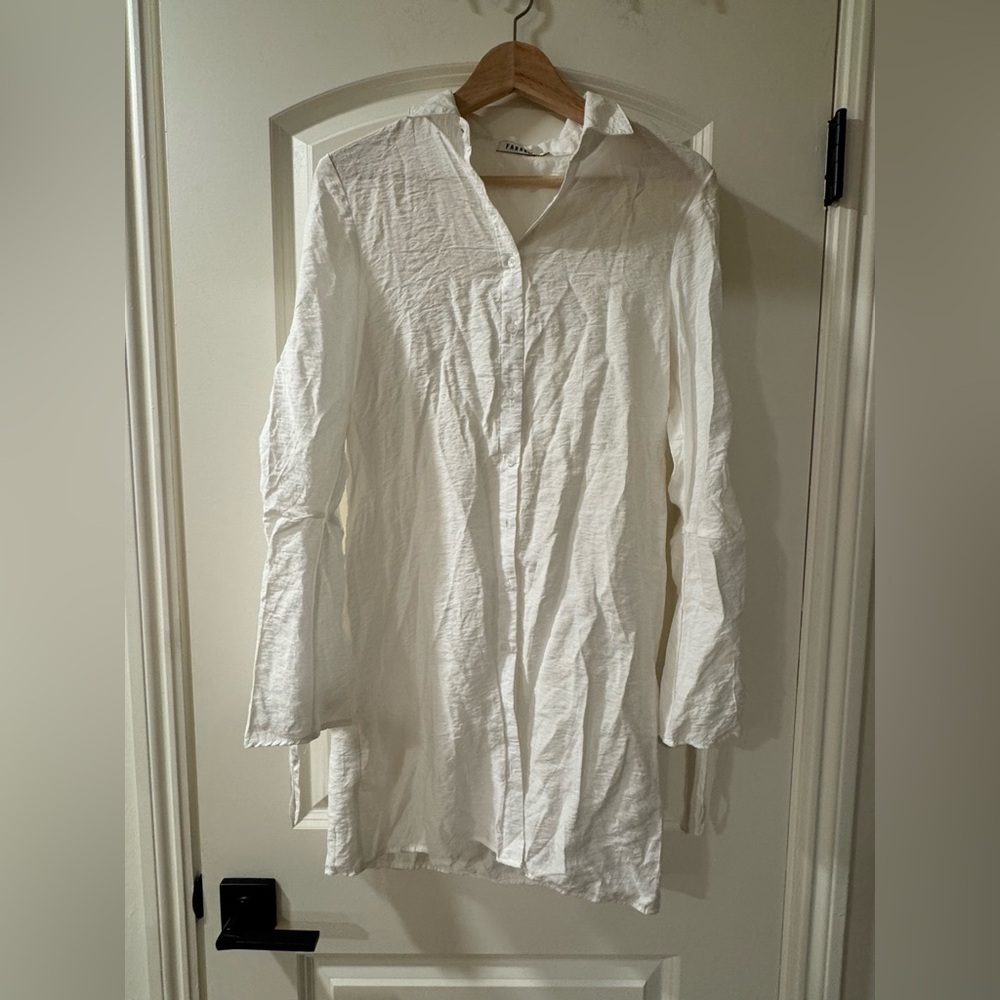 White Button-Up Shirt Dress